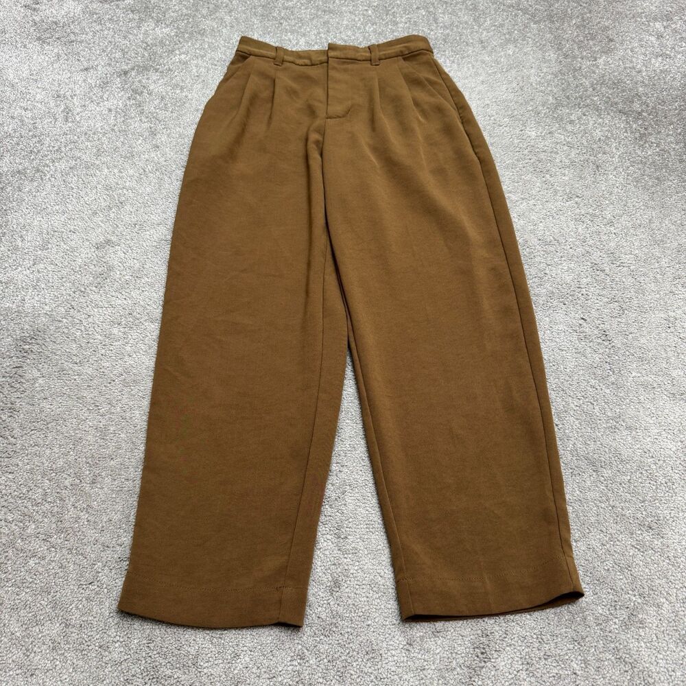 Madewell Pleated Wide Leg Ankle Dress Pants Trousers Womens 0 Brown High Rise